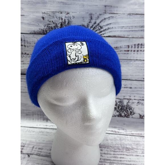Peanuts Beanie Hat (no size) blue Knitted Snoopy Charlie stretches 1998 - Picture 1 of 4